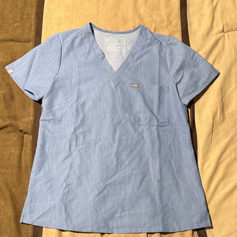 Figs Light Blue V-Neck Scrub Top